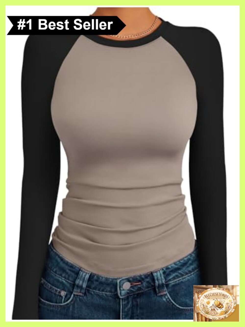 Women's Long Sleeve Slim Fit Stretchy Raglan T-Shirt Crop Top